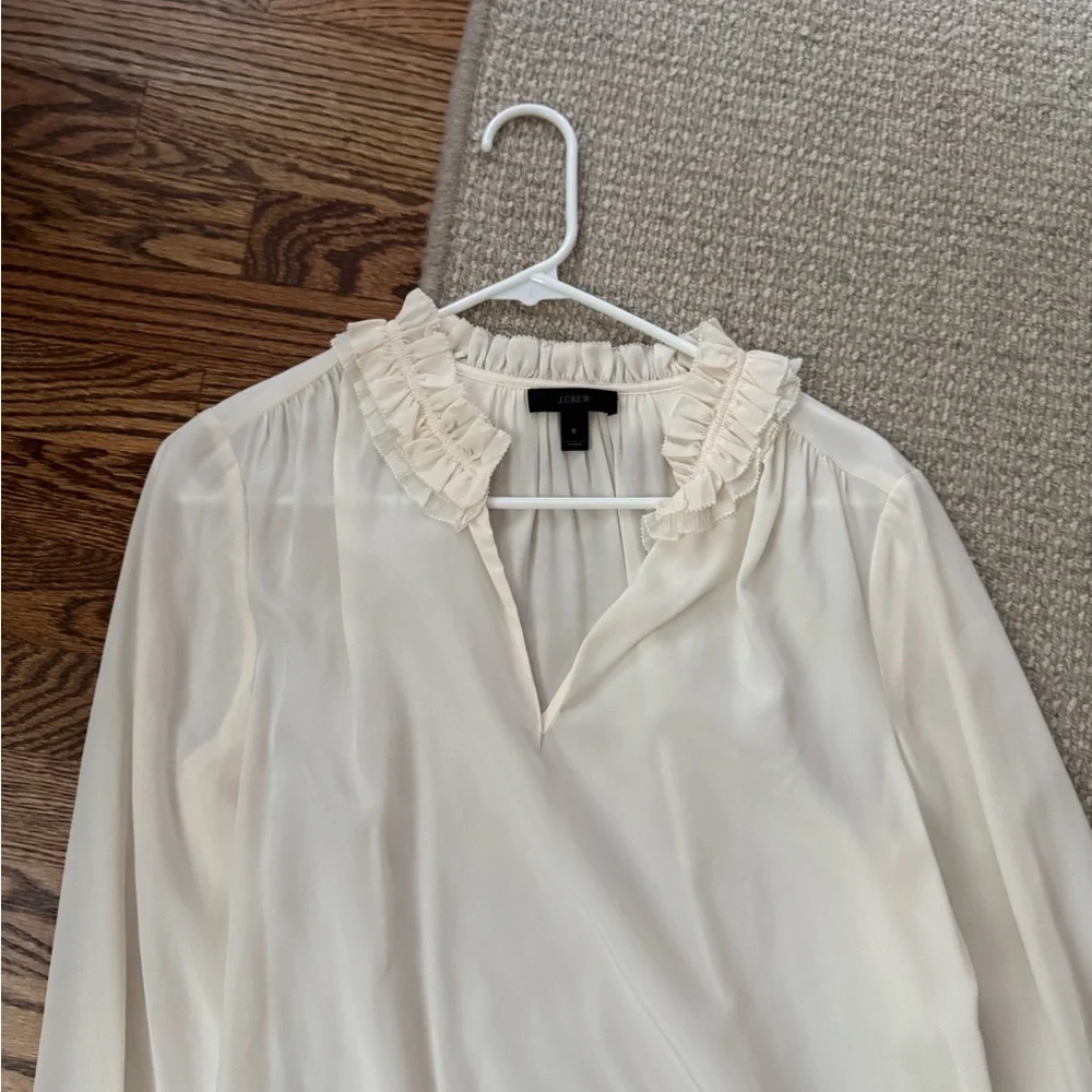 J. Crew Ruffleneck Top 365 Crepe Sz. 6 - Picture 5 of 10